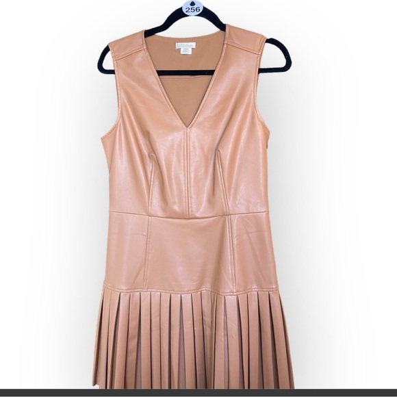 Shoshanna Women's Tae Faux Leather Mini Dress (tan) - Picture 3 of 6